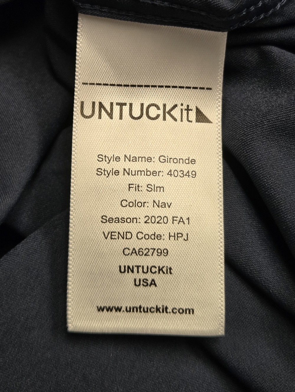 UNTUCKit Gironde Navy Blue Performance Shirt - Slim Fit Large - Picture 12 of 13